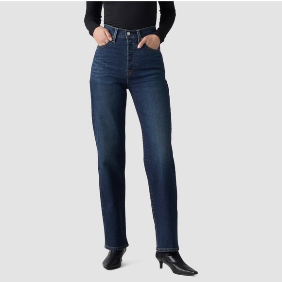Levi's Women's Dark Denim High Rise Ribcage Button Fly Jeans - Picture 1 of 10